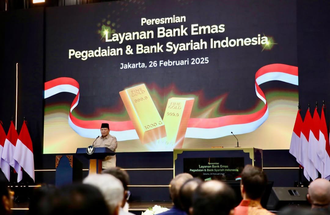 Pertama Dalam Sejarah Indonesia Resmi Miliki Layanan Bank Emas,, Diresmikan oleh Presiden Prabowo Subianto,, Dikelolah Pegadaian dan Bank Syariah Indonesia